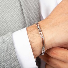 Mevafa 925 Ayar Gümüş Oksitli Erkek Bileklik