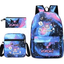 Songli Set 16 Inç Sırt Çantası Güzel Kuromi Melodi 3 Adet/takım Karikatür Gençler Için Okul Çantaları Açık Havada Seyahat Su Geçirmez Schoolbag Çocuk Oğlan Kız (Yurt Dışından)