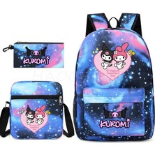 Songli Set 16 Inç Sırt Çantası Güzel Kuromi Melodi 3 Adet/takım Karikatür Gençler Için Okul Çantaları Açık Havada Seyahat Su Geçirmez Schoolbag Çocuk Oğlan Kız (Yurt Dışından)