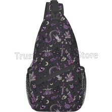 Songli Siyah Gri Mor Siyah Goth Spooky Sling Çanta Crossbody Omuz Çantası Rahat Sling Sırt Çantası Göğüs Çantası Seyahat Yürüyüş Sırt Çantası Açık Havada (Yurt Dışından)