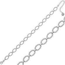 Mevafa 925 Ayar Gümüş Oval Taşlı Bileklik