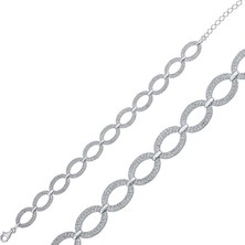 Mevafa 925 Ayar Gümüş Oval Taşlı Bileklik