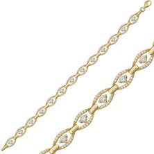 Mevafa 925 Ayar Gümüş Gold Oval Su Yolu Bileklik