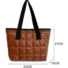 2Xuqingfeng Siyah Moda Büyük Tote Yastıklı Çanta Kadın Naylon Pamuk Yastıklı Kapitone Kafes Çanta Uzay Pamuk Crossbody Çanta Kış Çanta (Yurt Dışından)