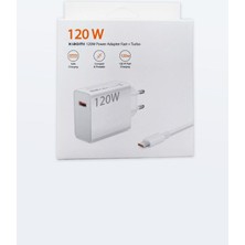 Xiaomi Instagrom Xiaomi Huawei Oppo Poco Uyumlu Turbo 120W Hızlı Şarj Destekli Adaptör ve Kablo Seti Beyaz