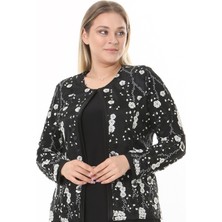 Ladies First Büyük Beden 3904 Siyah Ceket+Bluz Takım