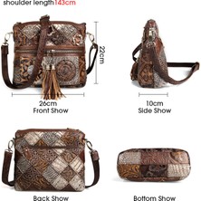 Songli 050010251-1 Kadın Deri Çanta Tasarımcısı Marka Bohemian Crossbody Çanta Hakiki Deri Retro Lüks Omuz Bayan Püsküllü Çanta Etnik Tarzı (Yurt Dışından)