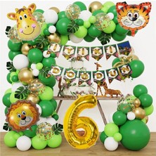 Tinky Winky Balon Safari Temalı Doğum Günü Seti Parti Eğlence Kutlama Seti