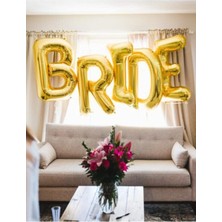 Tinky Winky Gold Renkli Bride 100  cm  Büyük Boy Folyo Balon Bride Seti