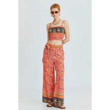 Clandestino Beli Lastikli Desenli Pantolon Pembe