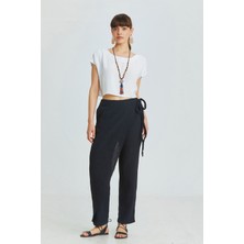 Clandestino Önü Kapamalı Müslin Pantolon Siyah