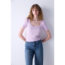 Square Crop Top Pembe Atlet