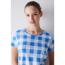 Penti Blue Gingham Şortlu Pijama Takımı