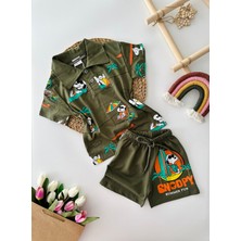 Miniğimin Cicileri Minigimin Cicileri Snpy Sörf Baskılı Yakalı Erkek çocuk takım - Haki