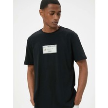 Koton Baskılı Tişört Slim Fit Kısa Kollu Bisiklet Yaka Pamuklu - Koton - 4SAM10900HK - Siyah - M