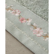 English Home Flower Chain Pamuklu Yüz Havlusu Seti Su Yeşili
