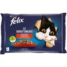 Felix Sığır ve Tavuk Etli Yetişkin Yaş Kedi Maması Ekonomik Paket 85 gr (4 Lü x 12 Paket)
