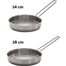 Porsima Paslanmaz Sos Tava Seti - Sığ Sos Tavası 14-16 cm
