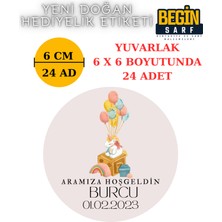 Begin Sarf 3 cm 4 cm 5cm 6 cm Yeni Doğan Bebek Hediyelik Etiketi Isim Tarih Yazılabilir Yuvarlak Etiket 004