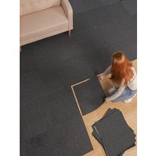 Katflex Katfle x  Halıfle x  Kendinden Yapışkanlı Karo Halı 40 x 40  cm  (6 Adet= 1 m²) Rip Karo Halı Keçe Kaymaz Halı