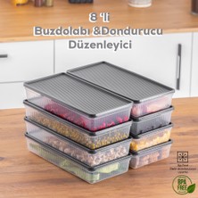 Porsima 1101 8 Li Dikdörtgen No-Frost Derin Dondurucu Çok Amaçlı Yiyecek Saklama Kabı Seti