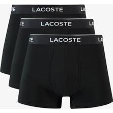 Lacoste 3'lü Siyah Boxer Seti Erkek İç Giyim Pamuk Konforlu Paça Tipi