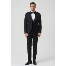 White Stone Houston D2404 Slim Fit 6 Drop Damatlık Takım Elbise  Siyah