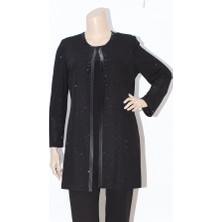 Ladies First Büyük Beden 3033 Siyah Ceket+Atlet Ikili Takım