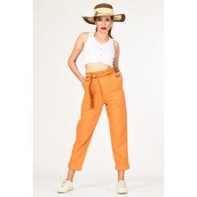 Whatsup Lastikli Yüksek Bel Pantolon  - Hardal Hardal - 34