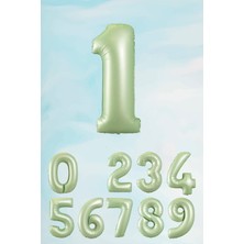 Parti Furyası Retro Yeşil Rakam Balonlar 1 rakamı ,retro Renk Yaş Balonları Retro Konsept Doğum Günü Süsleri