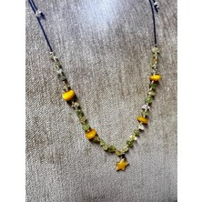 Gümüştel El Sanatları Sertifikalı Zeberced Sitrin Sedef Doğal Taş Kolye Aaa Kalite Özel Tasarım