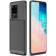 Voyo Samsung Galaxy S20 Ultra Kılıf Karbon Koruyucu Yumuşak Silikon Nero Kapak