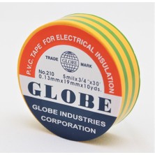 Globe Pvc Elektrik Izolasyon Bant  /"0.13X19X10YRDS/"  (Sarı-Yeşil) (10/'lu Paket)