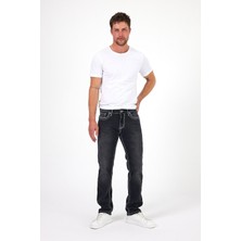 Explode - Erkek Siyah Kalın Ipli Likralı Slim Fit Denim Pantolon