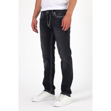 Explode - Erkek Siyah Kalın Ipli Likralı Slim Fit Denim Pantolon