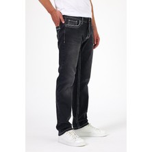 Explode - Erkek Siyah Kalın Ipli Likralı Slim Fit Denim Pantolon