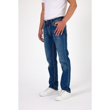 Explode - Erkek Mavi Kalın Ipli Likralı Regular Denim Pantolon