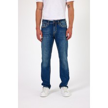 Explode - Erkek Mavi Kalın Ipli Likralı Regular Denim Pantolon