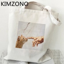 54169 Michelangelo Alışveriş Çantası Shopper Bolsa Shopper Pamuk Jüt Çanta Bakkal Çanta Kumaş Yeniden Kullanılabilir Dize Boodschappentas Sacolas (Yurt Dışından)