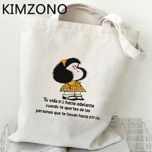 61156 Mafalda Alışveriş Çantası Bolso Alışveriş Yeniden Kullanılabilir Jüt Çanta Tote Kanvas Çanta Kumaş Jüt Dize Dokuma Kesesi Doku (Yurt Dışından)