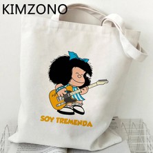 61156 Mafalda Alışveriş Çantası Bolso Alışveriş Yeniden Kullanılabilir Jüt Çanta Tote Kanvas Çanta Kumaş Jüt Dize Dokuma Kesesi Doku (Yurt Dışından)