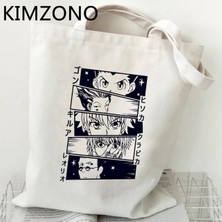 57824 Hunter x Hunter Hxh Killua Hisoka Alışveriş Çantası Shopper Tuval Yeniden Kullanılabilir Bakkal Jüt Çanta Çanta Reciclaje Bolsa Compra Jüt Özel (Yurt Dışından)