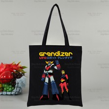 K Manga Goldorak Ufo Robo Anime Alışveriş Çantası Kanvas Tote Mazinger Grendizer Omuz Çantaları Alışveriş Çantası Siyah Bez Çanta Eko (Yurt Dışından)