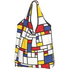 Stil 7 Alışveriş Çantası Piet Mondrian Soyut Pop Art 1960'LAR Kırmızı Mavi Sarı Dikdörtgenler Alışveriş Çantası Geometrik Modern Bakkal Alışveriş Omuz Çantası (Yurt Dışından)