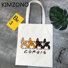 47768 Corgi Alışveriş Çantası Eko Kanvas Pamuklu Bakkal Tote Alışveriş Çantası Alışveriş Net Bolsas Ecologicas Sac Tissu (Yurt Dışından)