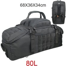 80L Siyah Spor Çantaları Spor Kamp Trekking Çantaları Yürüyüş Seyahat Su Geçirmez Av Çantası Saldırı Askeri Açık Sırt Çantası Taktik Sırt Çantası (Yurt Dışından)
