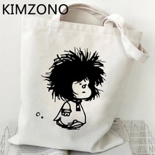 54134 Mafalda Alışveriş Çantası Geri Dönüşüm Çantası Pamuk Bolsa Tote Jüt Çanta Çanta Çanta Dokuma Jüt Kumaş Reciclaje Kapmak (Yurt Dışından)