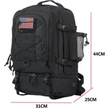 60L Siyah Adam Askeri Taktik Sırt Çantası Açık Su Geçirmez Kamp Avcılık Trekking Spor Çantası Softback Büyük Kapasiteli Ordu Molle Sırt Çantası (Yurt Dışından)