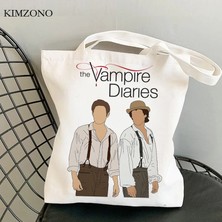 28901 The Vampire Diaries Alışveriş Çantası Bakkal Alışverişçisi Jüt Çanta Geri Dönüşüm Çantası Pamuklu Alışveriş Çantası Bolsa Compra Dokuma Kesesi Doku (Yurt Dışından)