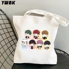 Stil 6 33X37CM 13X14.6IN Kore Kpop Kanvas Tote Çanta Kadınlar Için Harajuku Büyük Kapasiteli Alışveriş Çantası Öğrencileri Okul Plaj Shoper Çantası Bolsa Feminina (Yurt Dışından)